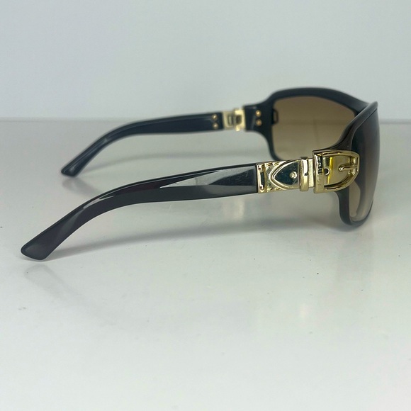 Gucci Vintage Gold Belt Buckle GG Logo Wrap Around Sunglasses - Picture 3 of 7